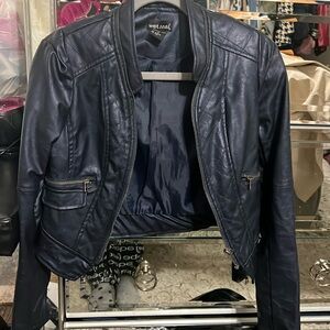 Wet Seal Faux Leather Dark Blue Jacket